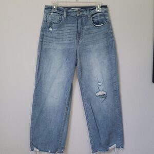 Eunina Jeans Women sz 11 High Rise Wide Leg Crop Blue Dawn